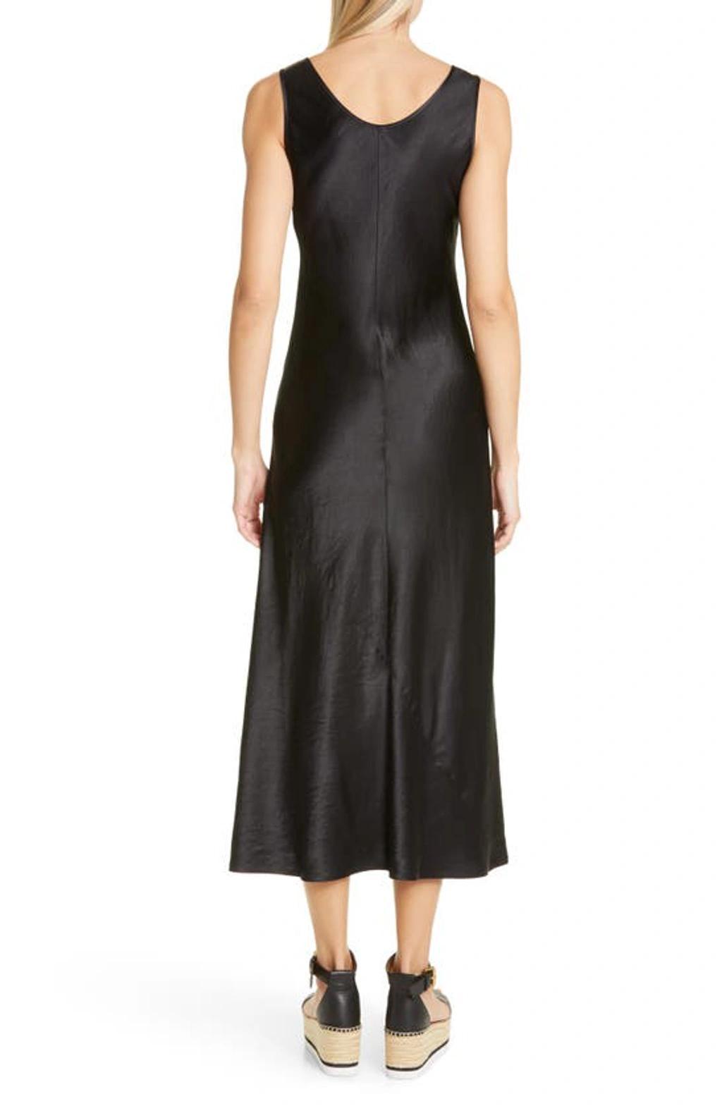 Ares Satin-twill Midi Dress In Nero Product Image