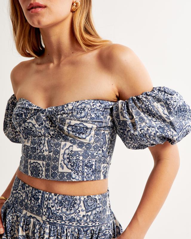 Poplin Off-The-Shoulder Set Top Product Image