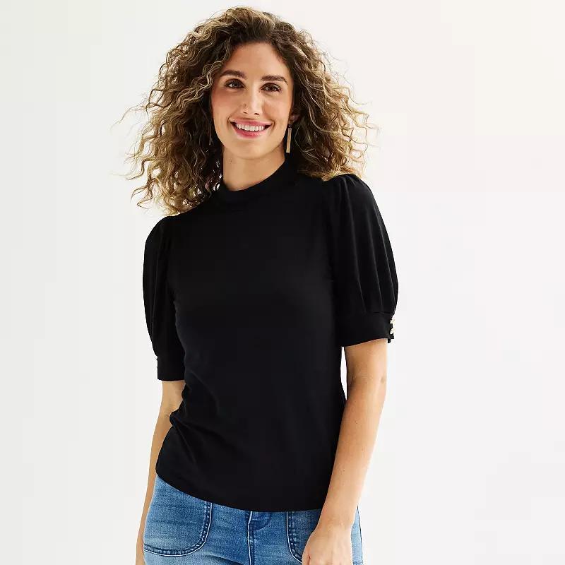 Womens Draper James Mockneck Puff Sleeve Tee Product Image