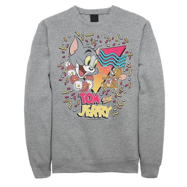 Mens Tom And Jerry 90s Confetti Portrait Logo Sweatshirt Athletic Grey Product Image