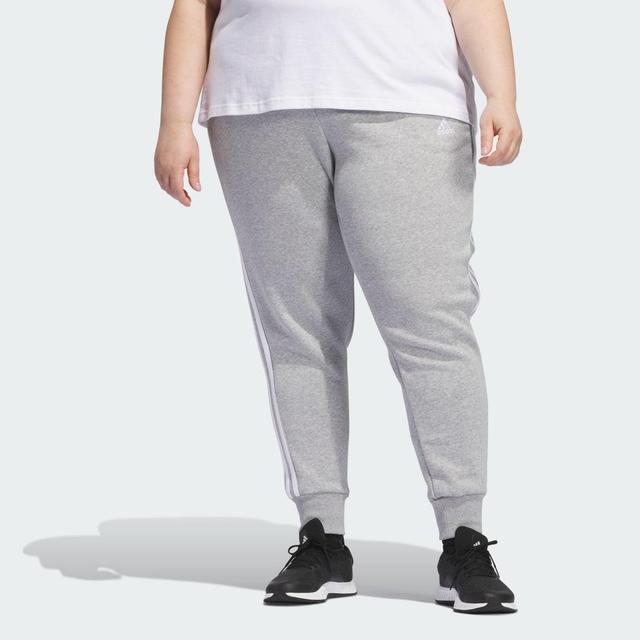 adidas Essentials 3-Stripes Fleece Pants (Plus Size) Medium Grey Heather 3X Womens Product Image