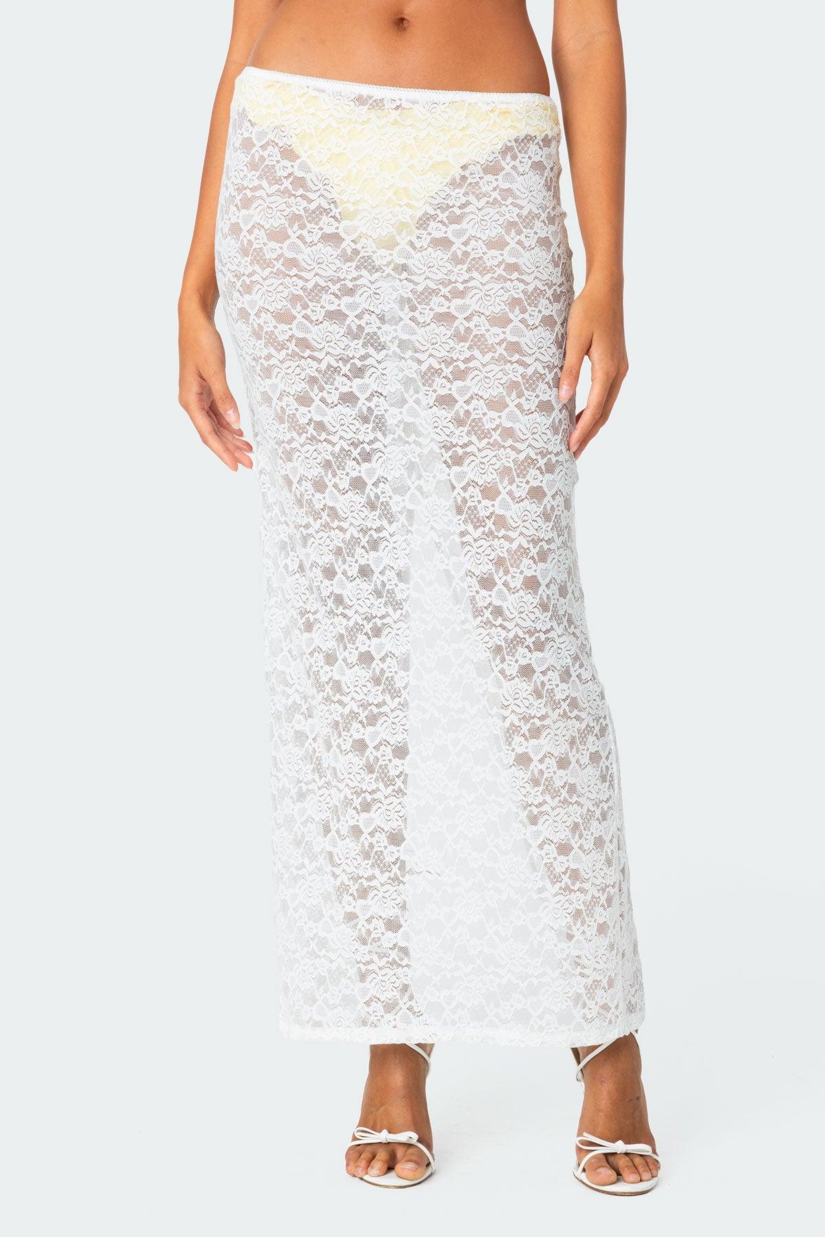 Oceana Sheer Lace Maxi Skirt Product Image