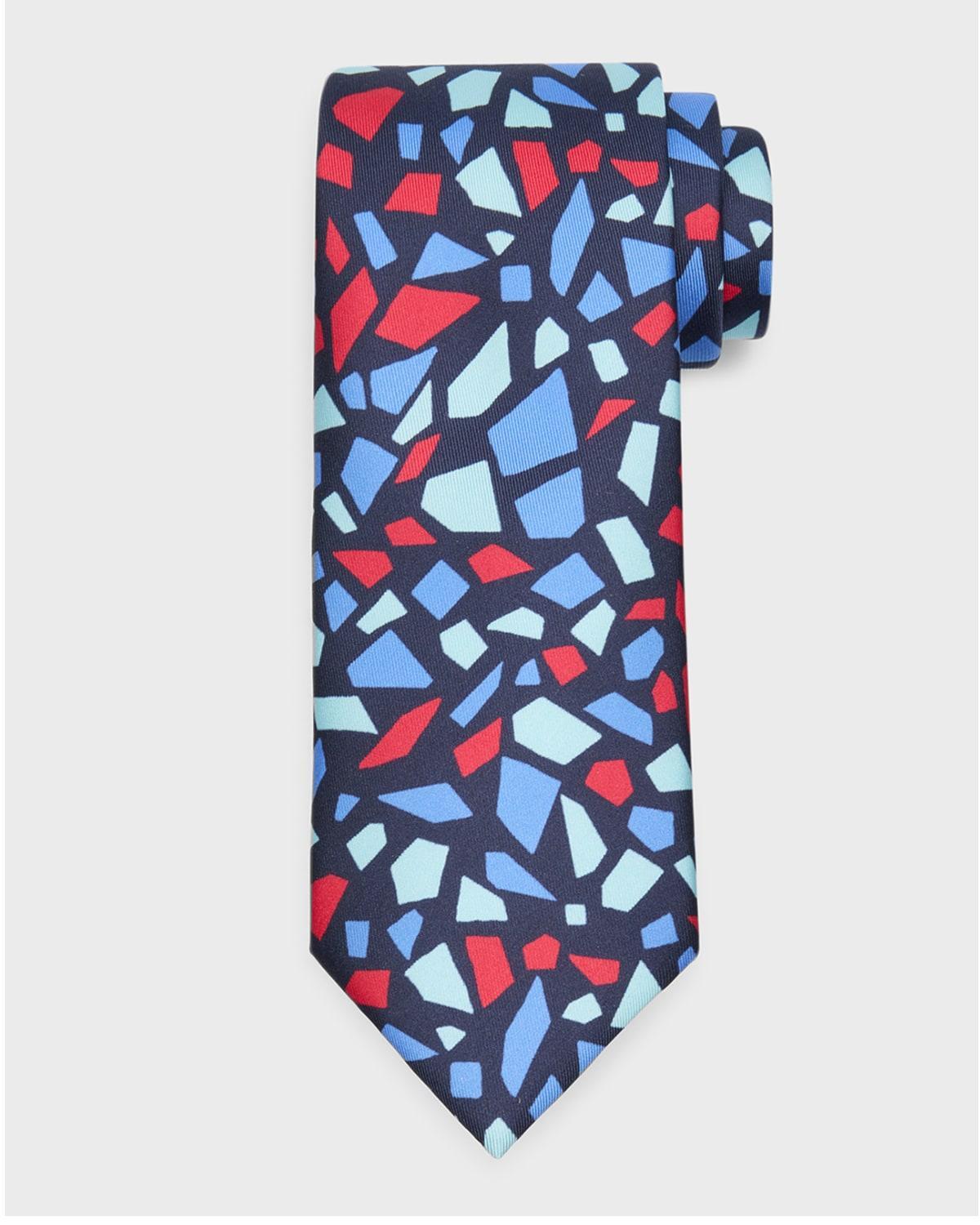 Mens Geometric-Print Silk Tie Product Image