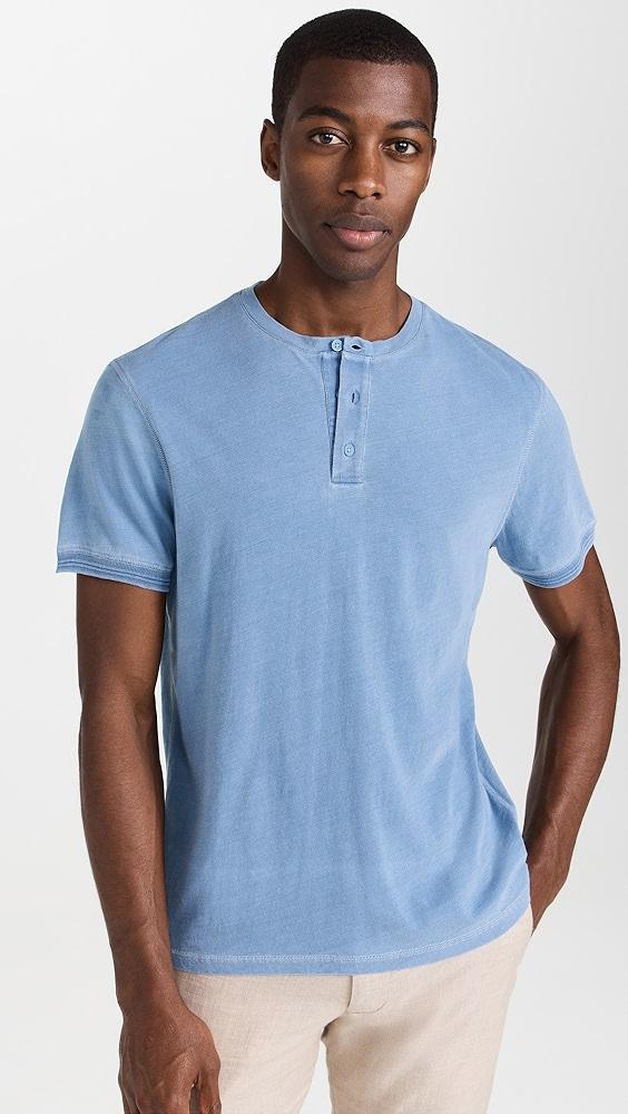 Club Monaco Short Sleeve Indigo Henley | Shopbop Product Image