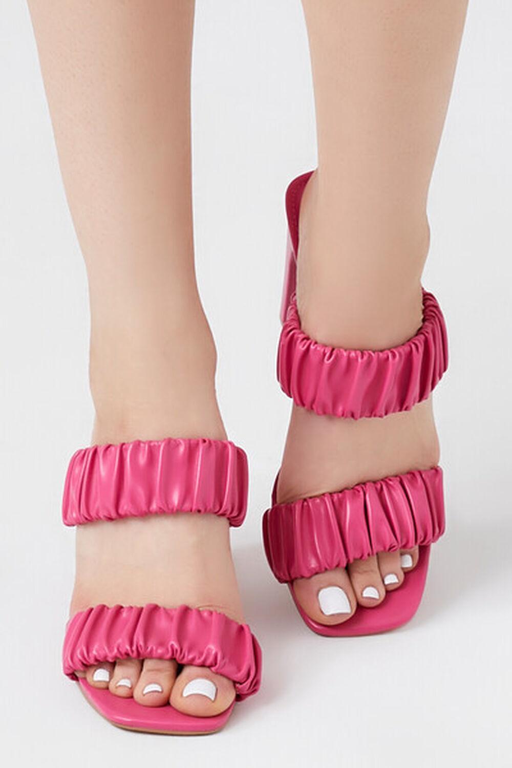 Faux Leather Ruched Block Heels | Forever 21 Product Image