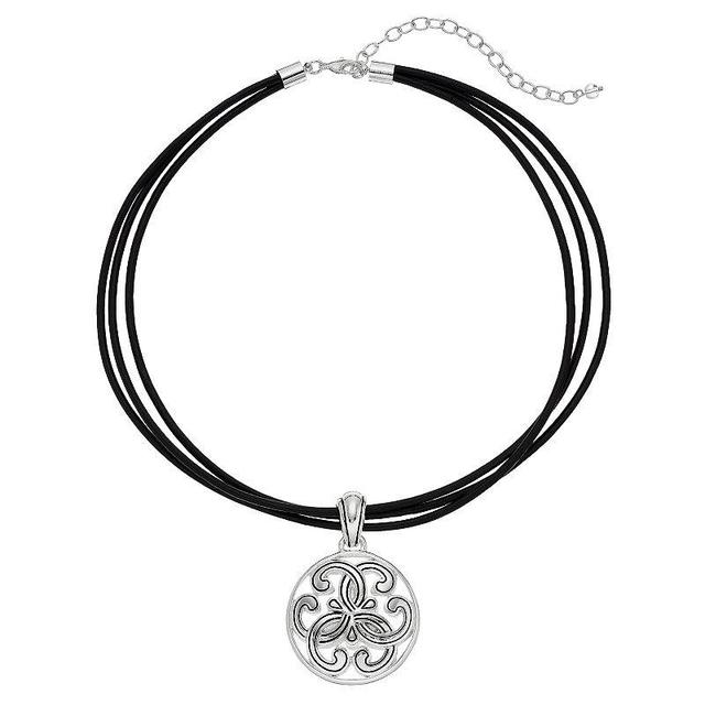 Napier Filigree Disc Pendant Cord Necklace, Womens, Silver Tone Product Image