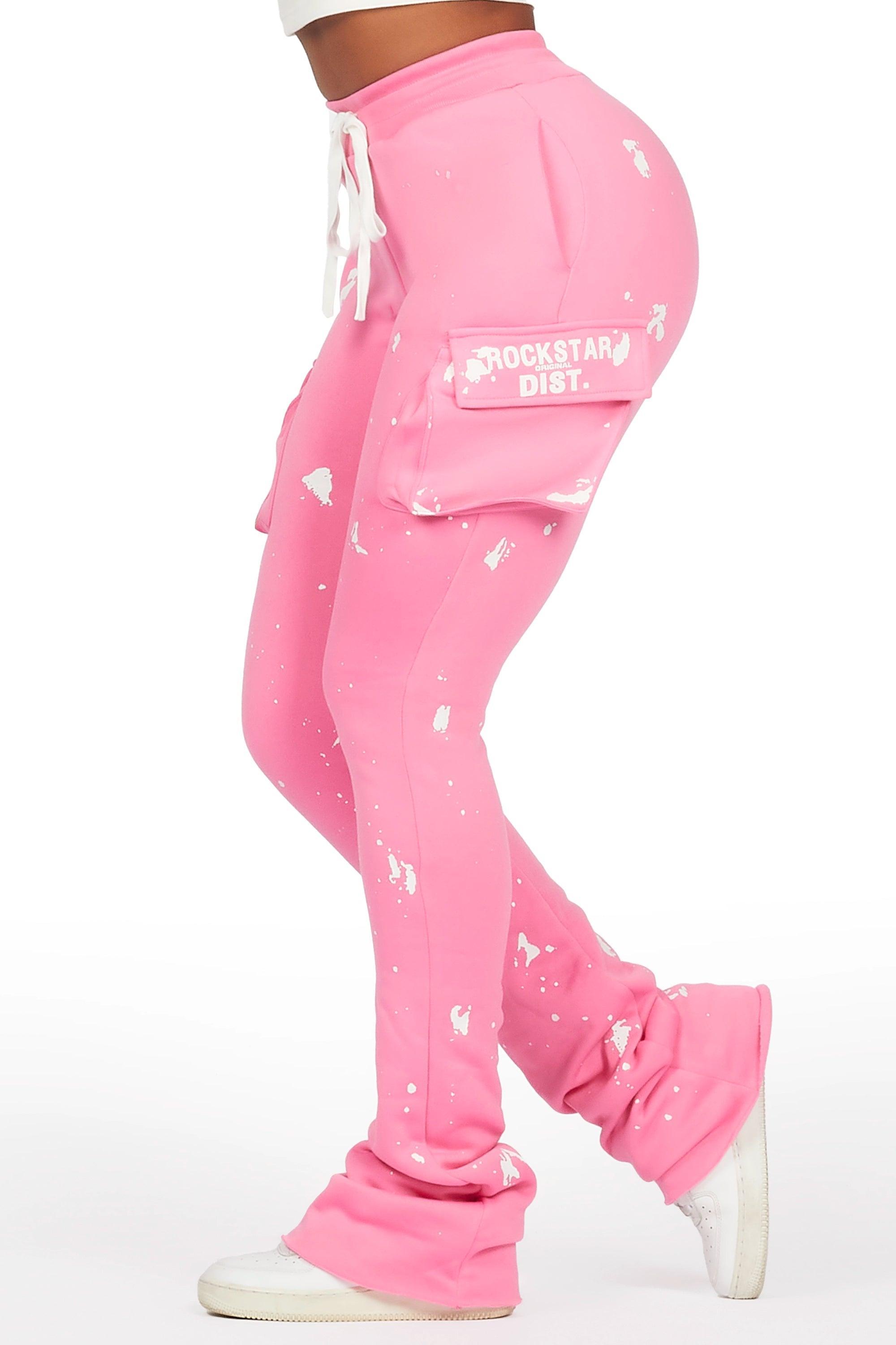 Antonia Bubblegum Pink Cargo Stacked Track Pant Female Product Image