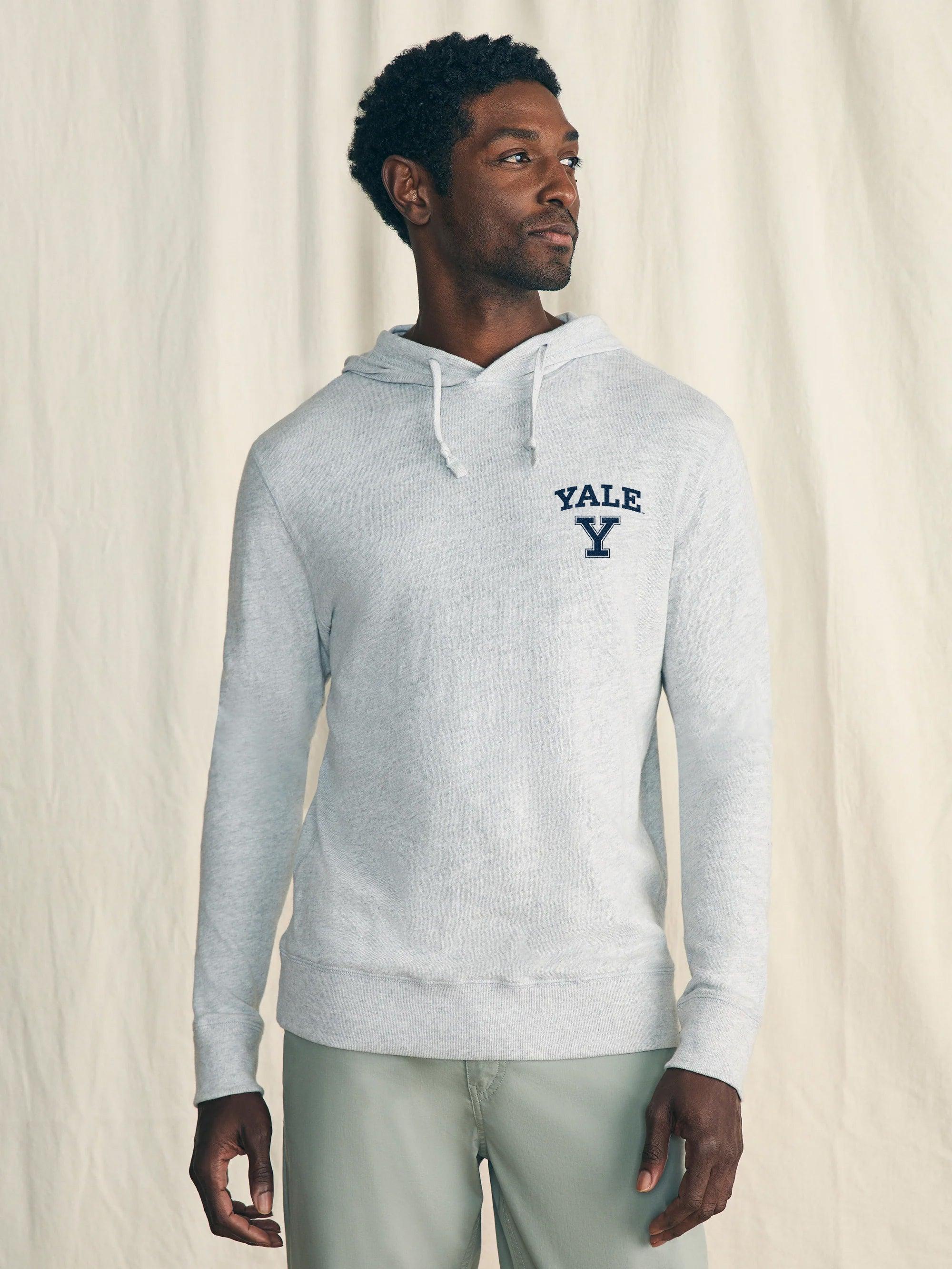 Sunwashed Slub Yale Logo Hoodie - Light Grey Heather Male Product Image