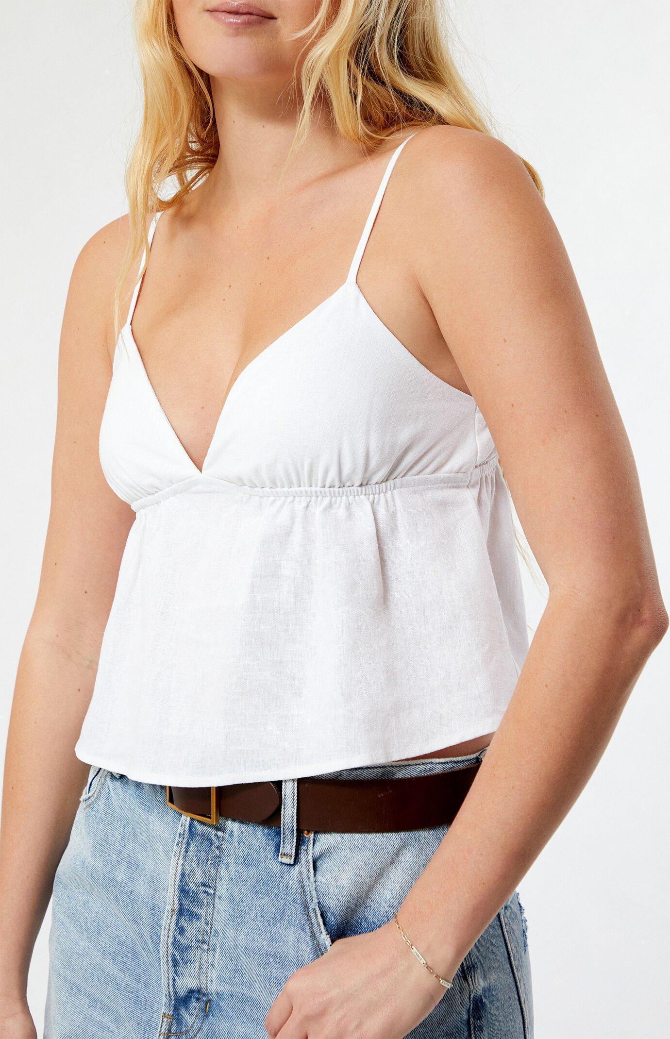 Women's Linen V-Neck Babydoll Tank Top Product Image