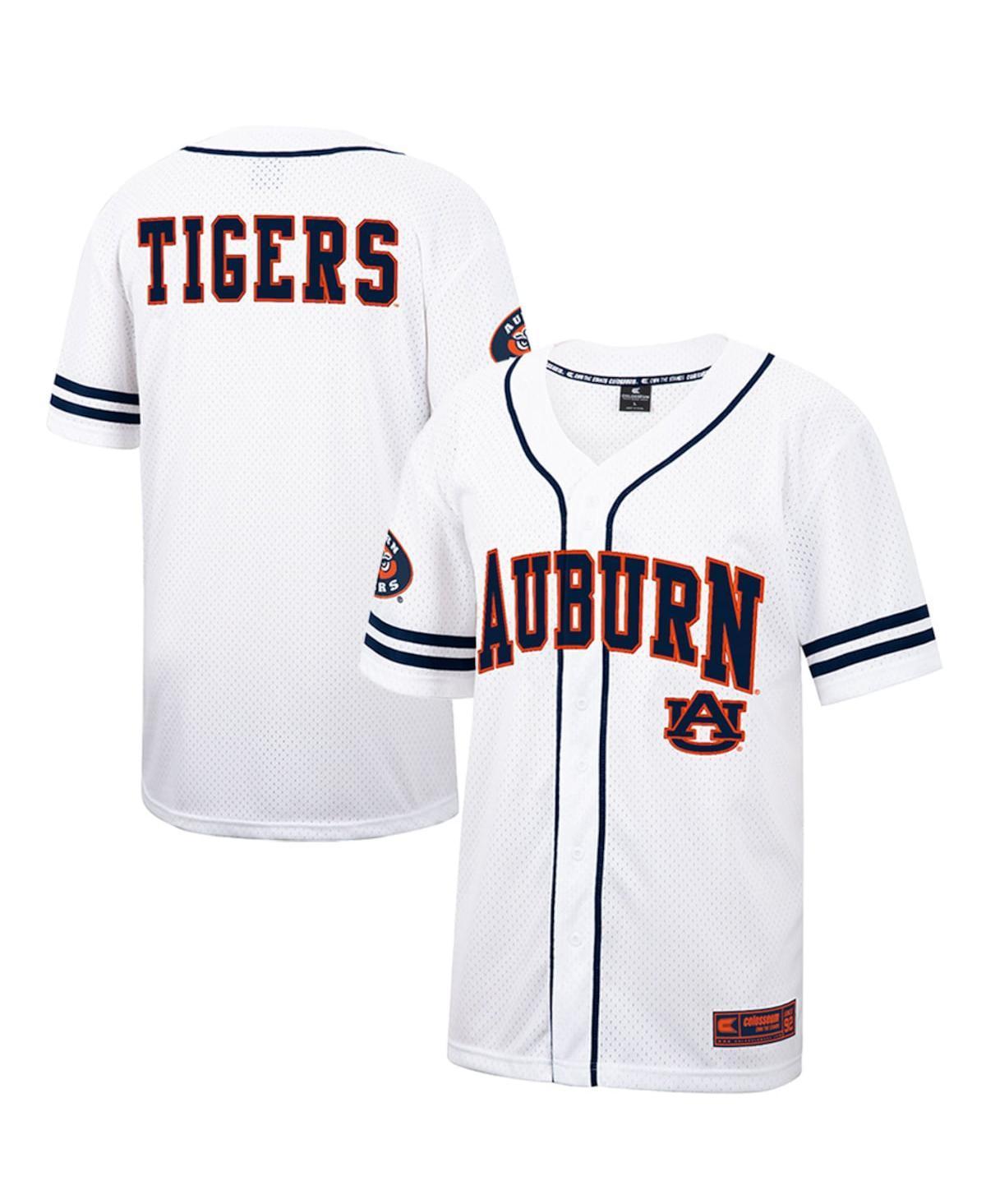 Mens Colosseum White and Navy Auburn Tigers Free Spirited Baseball Jersey - White, Navy Product Image