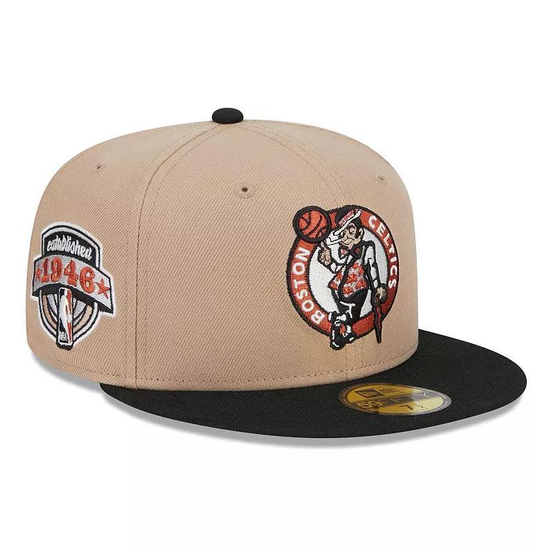 Mens New Era Tan/Black Burnt Orange Logo 2-Tone 59FIFTY Fitted Hat Product Image