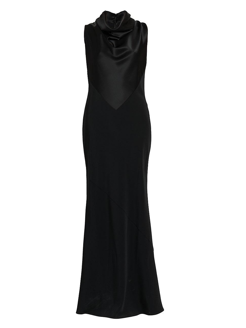 Womens Satin Cowlneck Sleeveless Gown Product Image