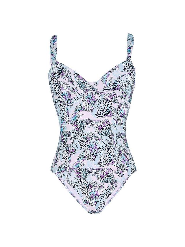 Womens Leonita Fish-Print Bustier One-Piece Swimsuit Product Image