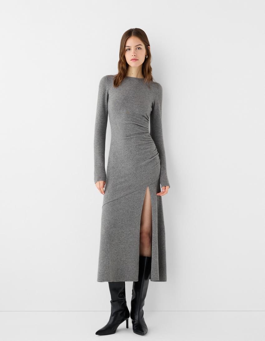 Long sleeve gathered maxi dress product image