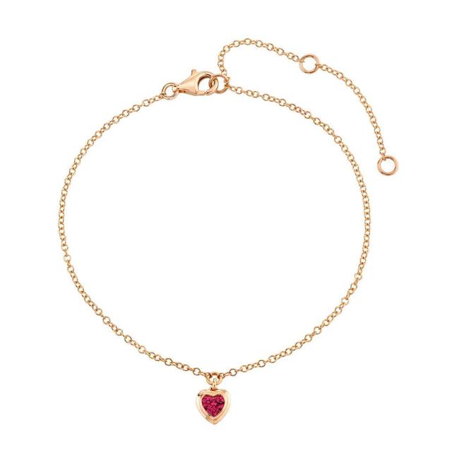 MINI ME RUBY BEZEL HEART DROP ANKLET Product Image