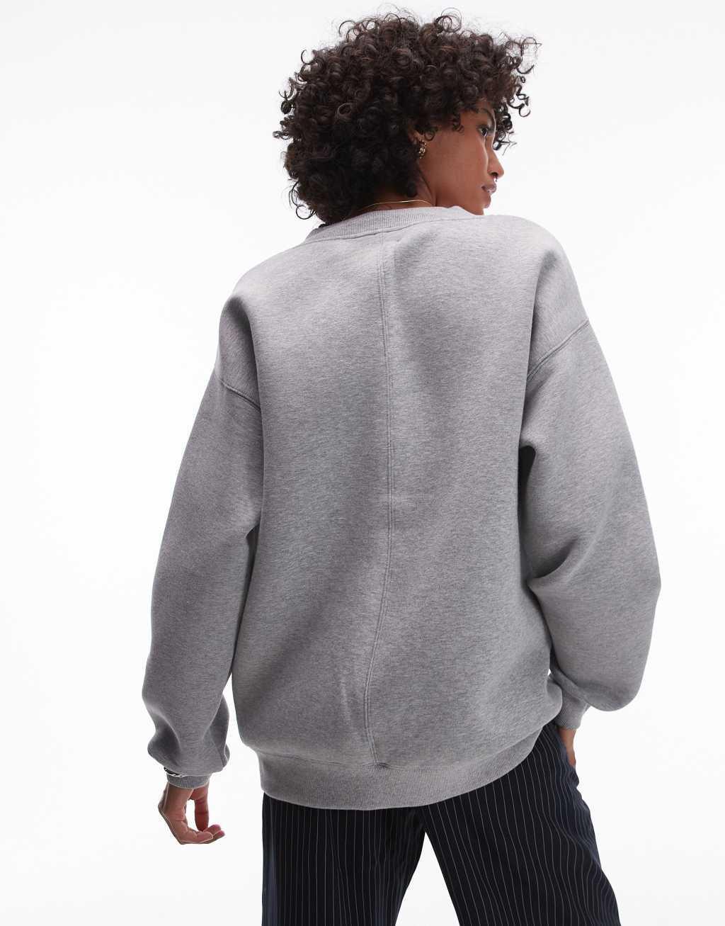 Topshop premium scuba v neck sweat in gray Product Image