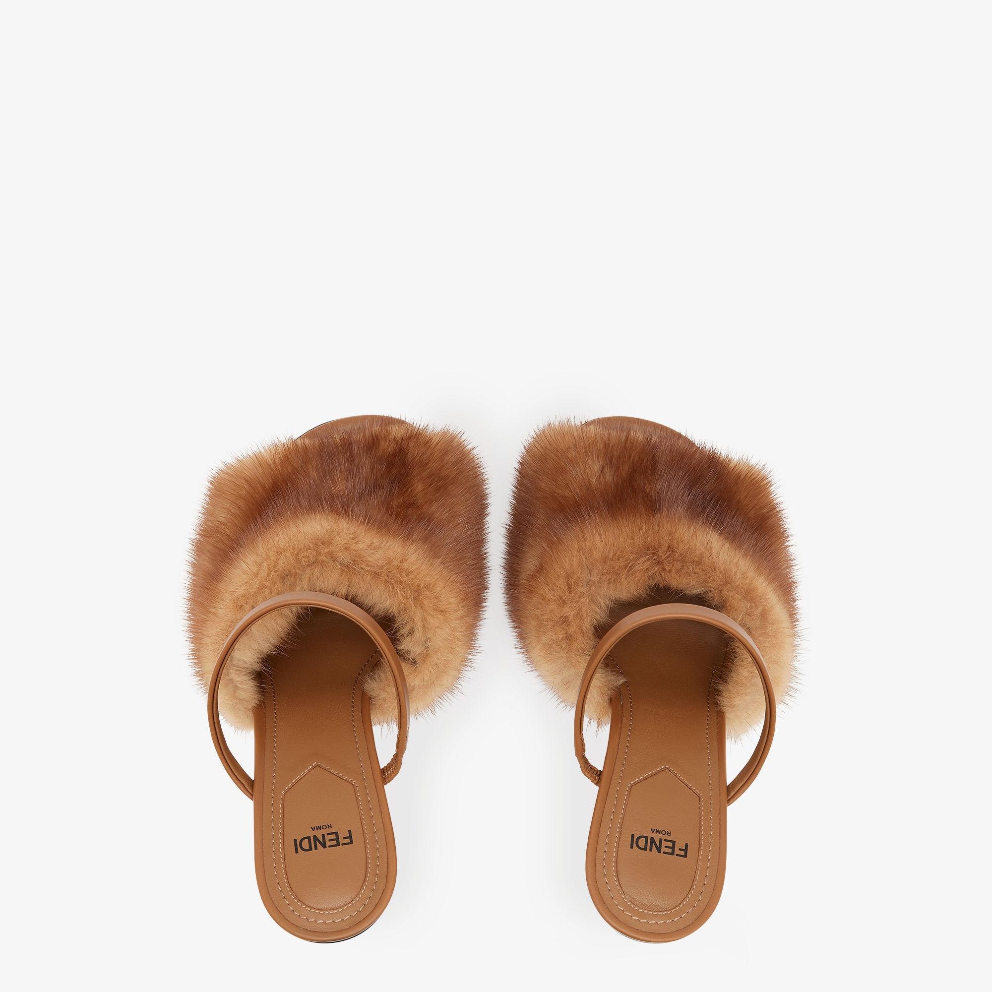 Fendi FirstBrown mink high-heeled sandals Product Image