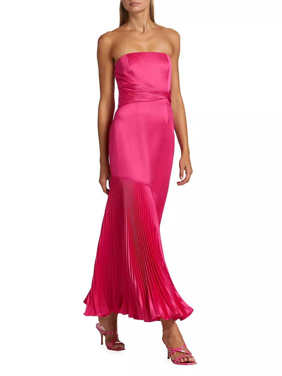 Milly Strapless Pleated Maxi Dress Product Image