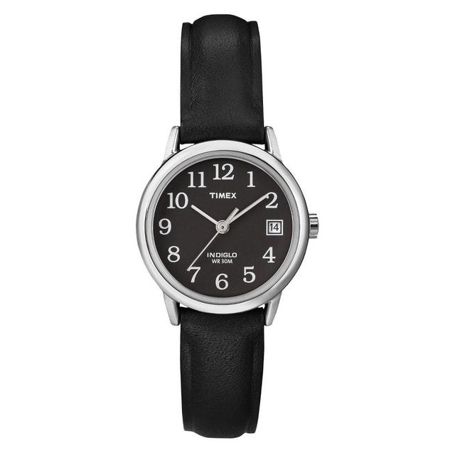 Timex Easy Reader Womens Black Leather Strap Watch T2N5259J, One Size Product Image