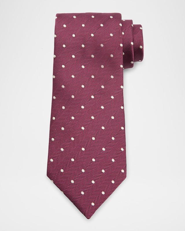 Mens Polka Dot Herringbone Silk Tie Product Image