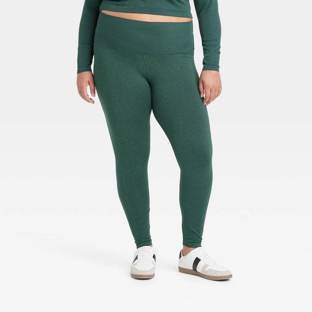 Womens Lurex Seamless High-Rise Leggings - All In Motion Green XXL Product Image