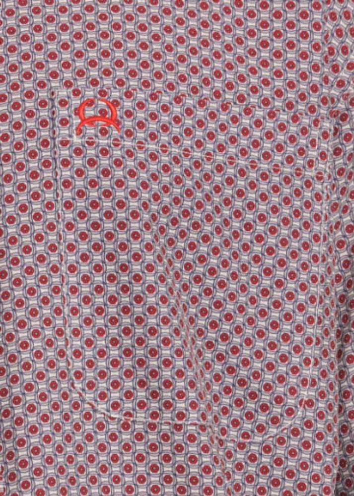 Cinch® Men's S/S Burgundy/Grey Print ArenaFlex Button Shirt Product Image