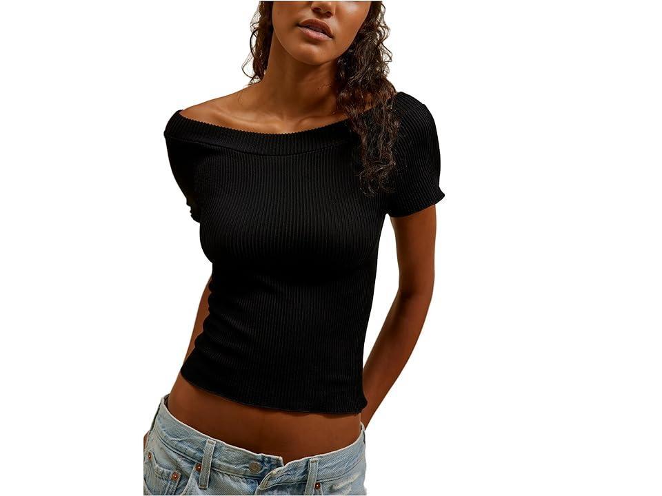 Free People X Intimately FP Ribbed Seamless Off Shoulder Top In Black Size L/XL, M/L. Product Image