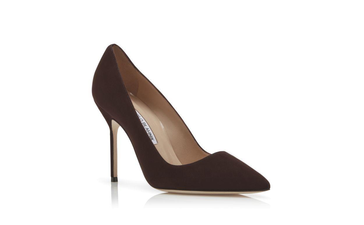 BB Chocolate Brown Suede Pointed Toe Pumps Product Image