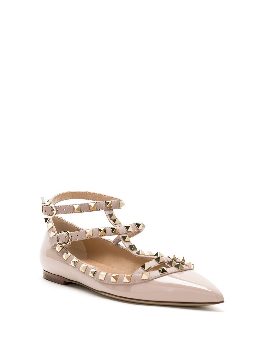 VALENTINO GARAVANI Rockstud Ballerina Shoes In Pink Product Image