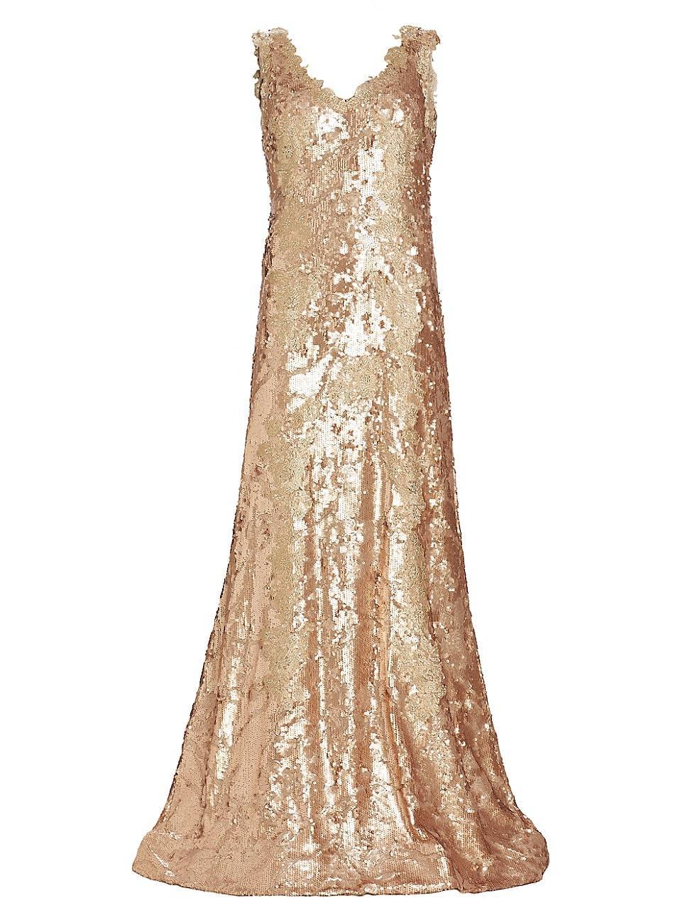 Womens V-Neck Sequin Gown Product Image