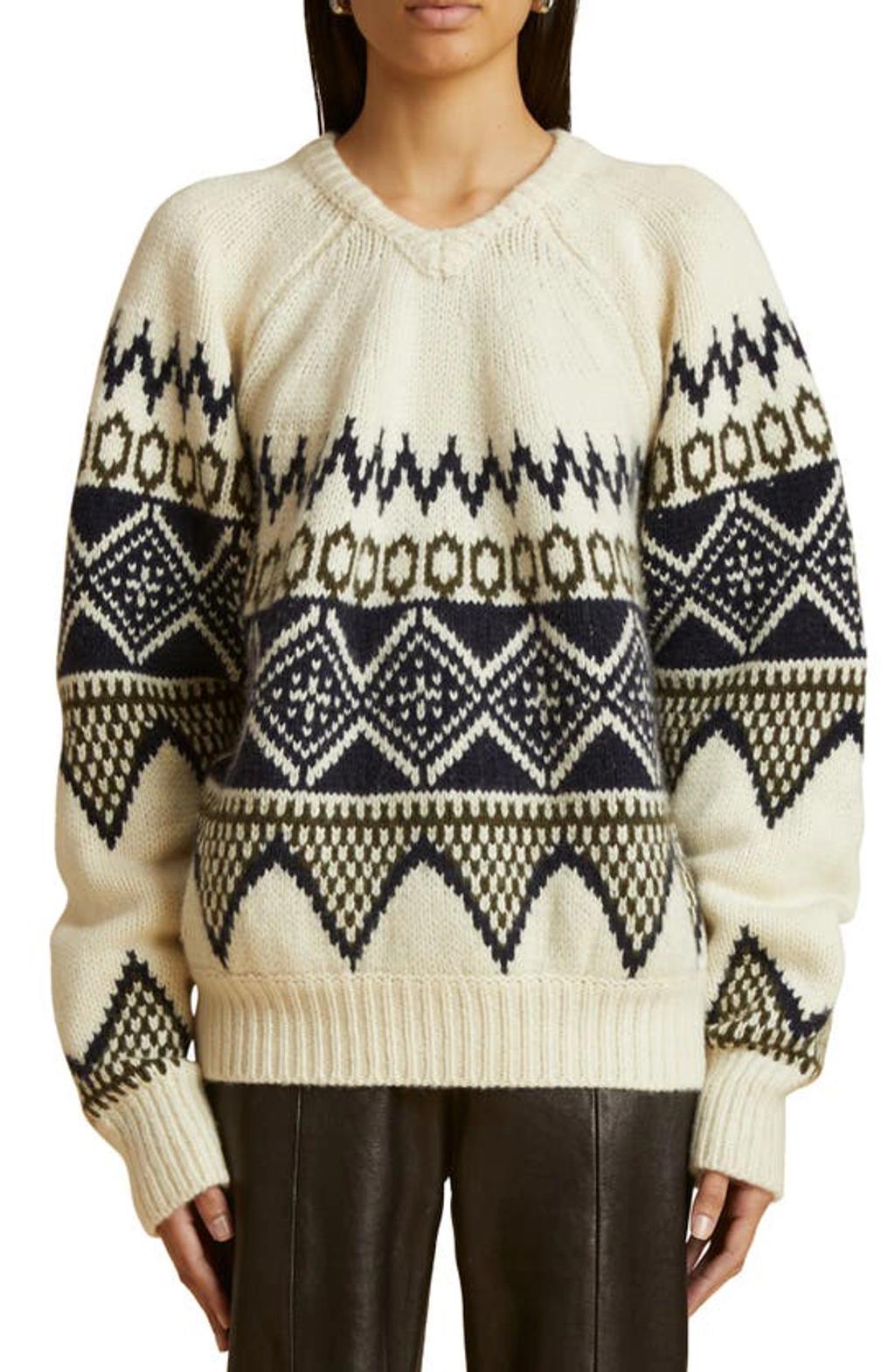 KHAITE The Nalani Patterned Intarsia-knit Jumper In Ivory_multi Product Image