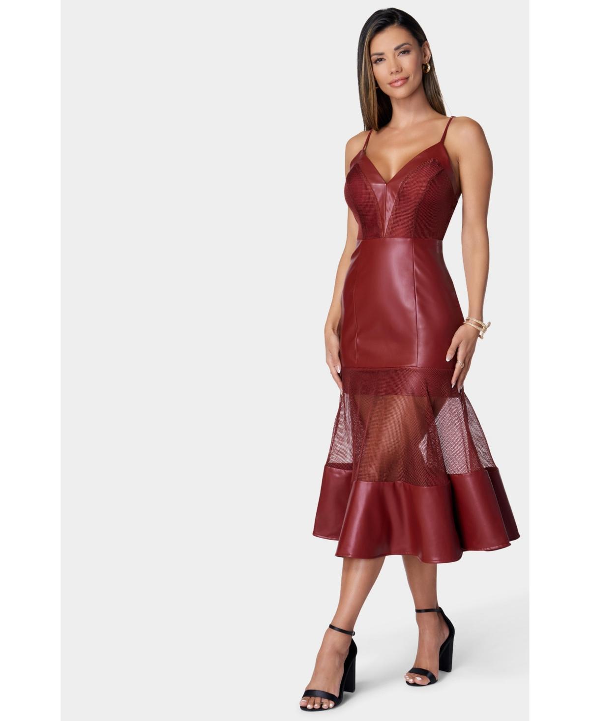 Bebe Womens Mesh And Faux Leather Dress product image