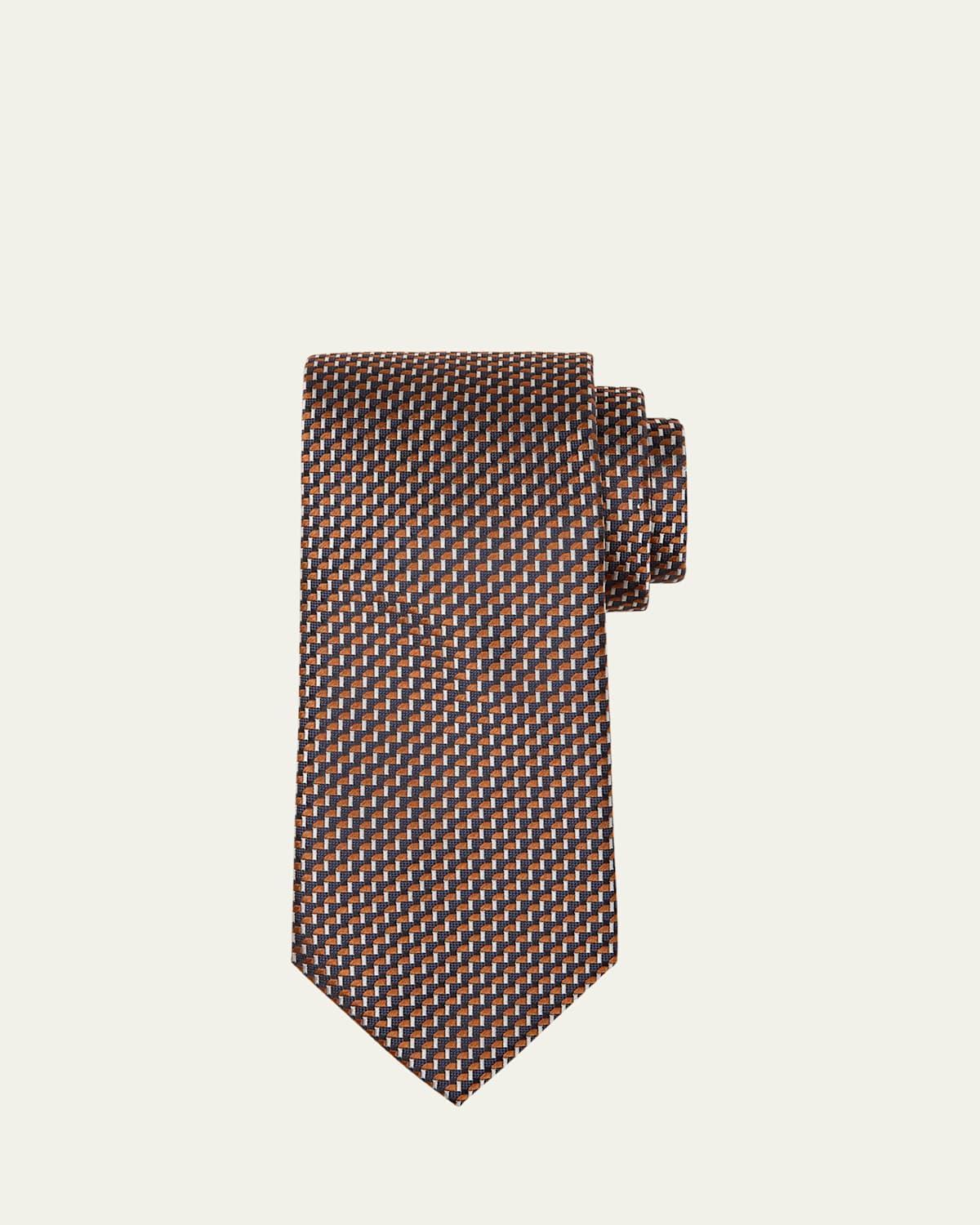 Mens Micro-Geometric Jacquard Silk Tie Product Image