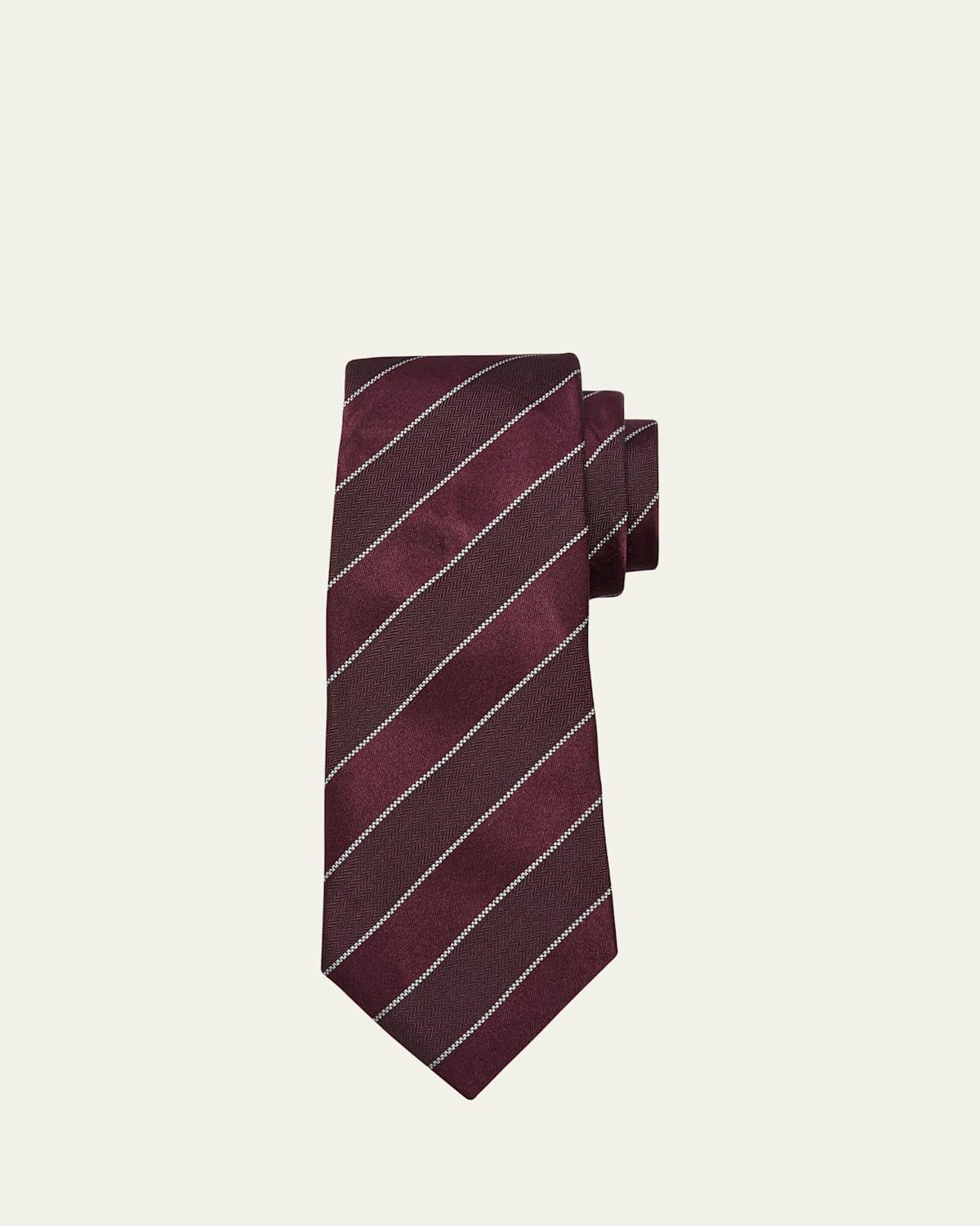 Mens Striped Silk Chevron Tie Product Image