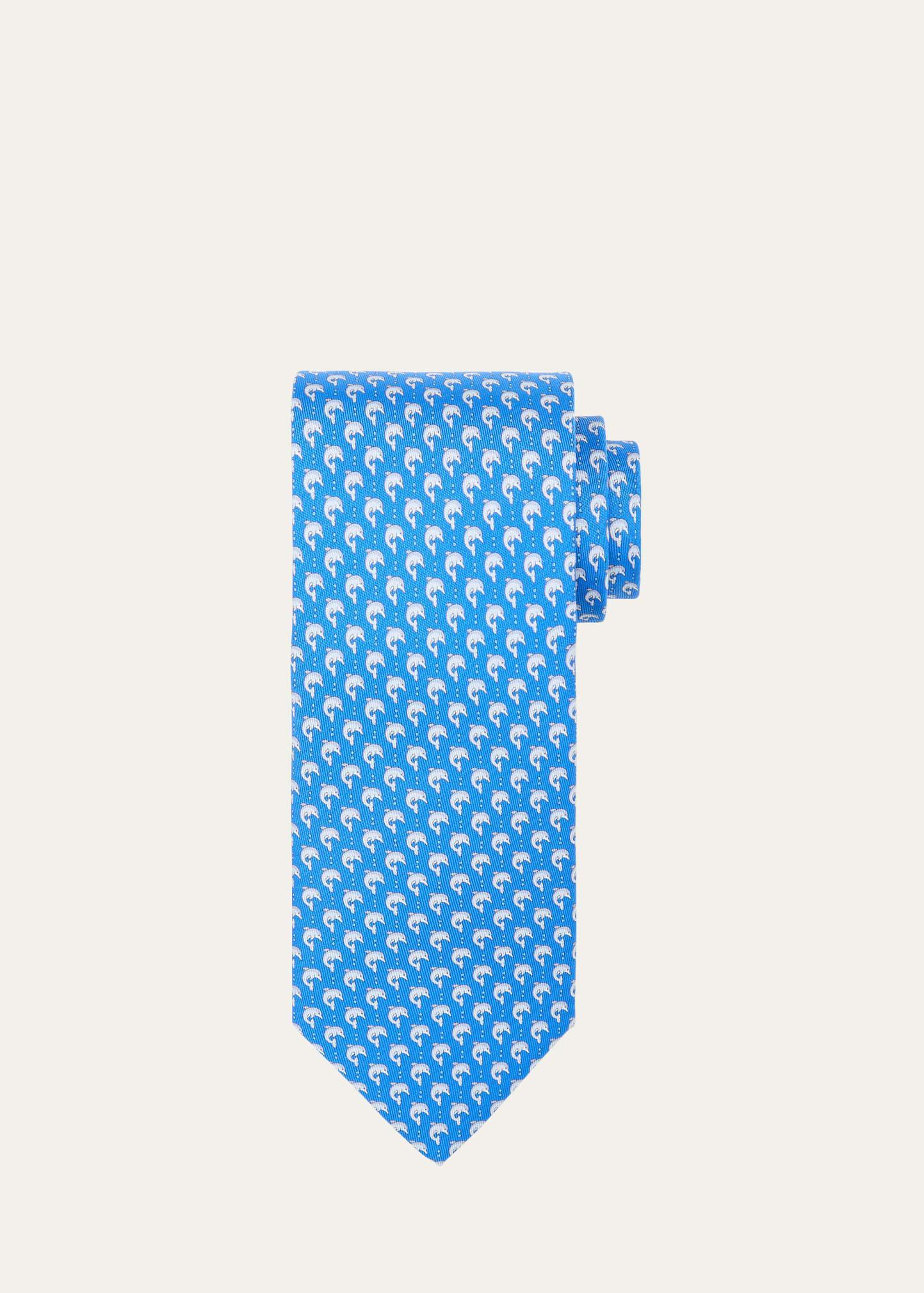 Mens Dolphin-Print Silk Tie Product Image