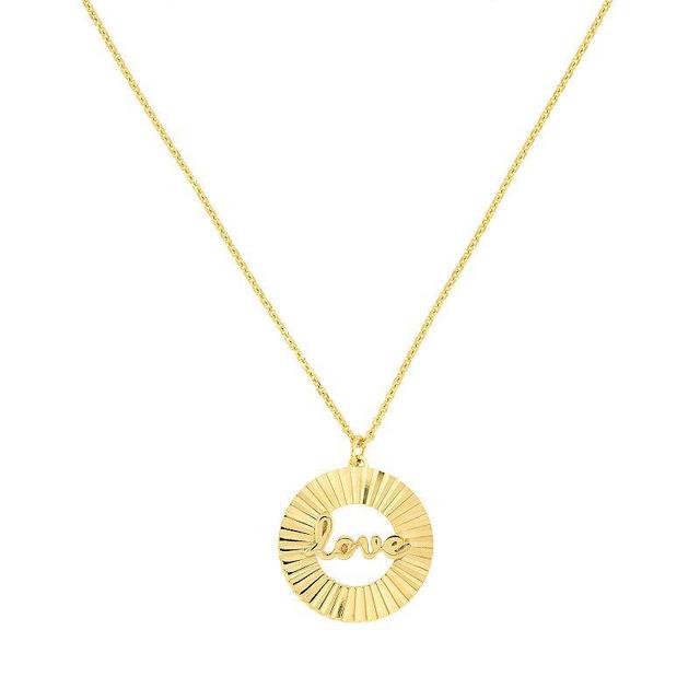 14k Gold Love Radiant Disk Adjustable Necklace, Womens Product Image