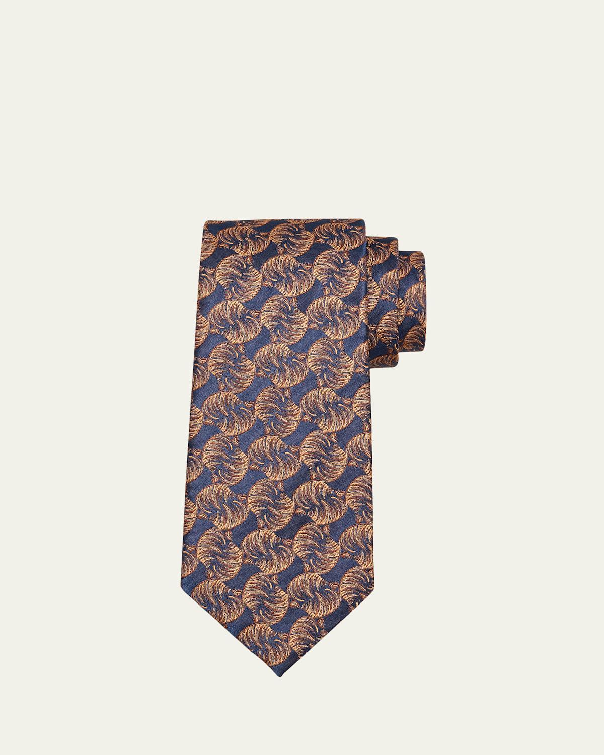 Mens Large Leaf Jacquard Silk Tie Product Image