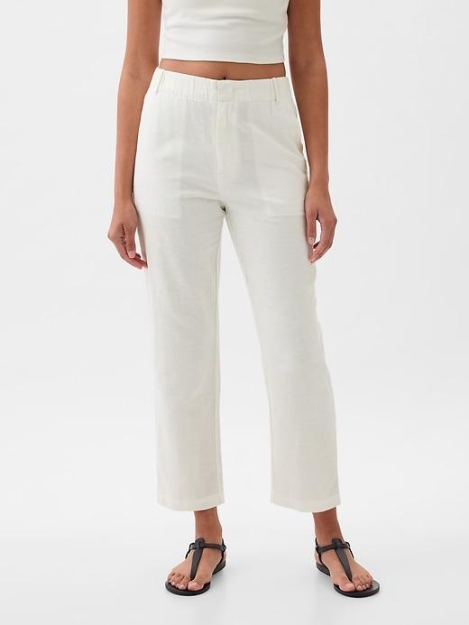 High Rise Linen-Cotton Pull-On Pants Product Image