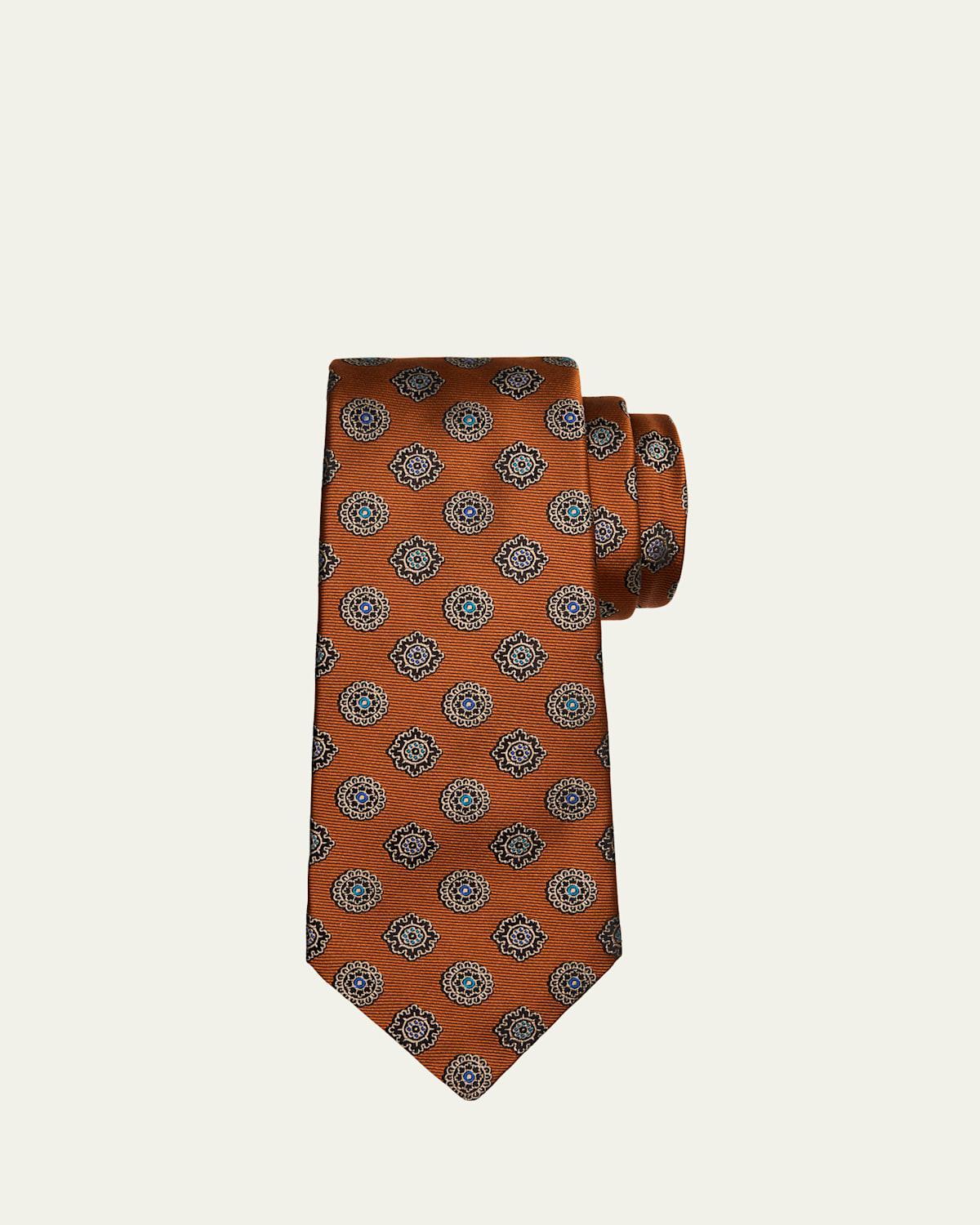 Mens 7-Fold Medallion Silk Tie Product Image