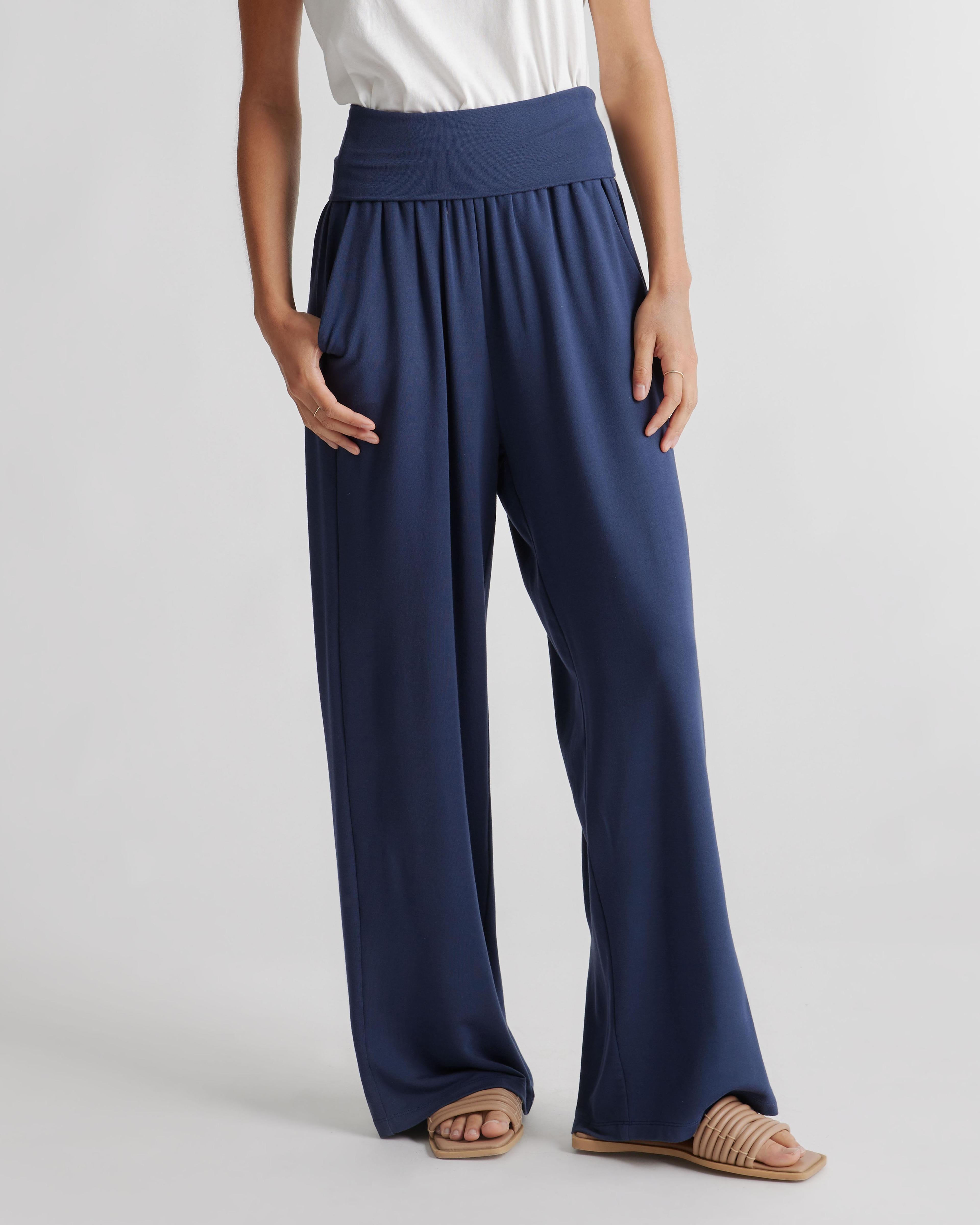 Womens French Terry Modal Wide Leg Pants in Navy, Size XS, Lenzing Modal by Quince Product Image