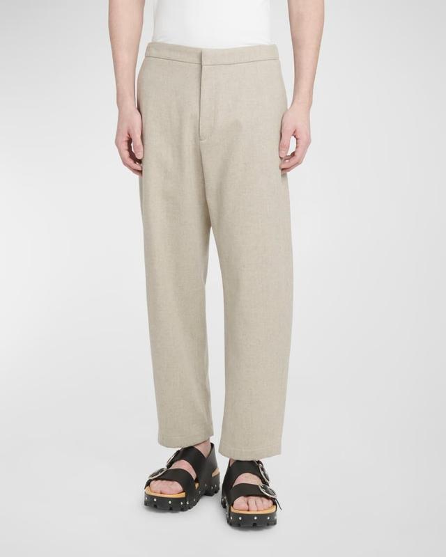 Mens Cropped Tapered Cotton Trousers Product Image