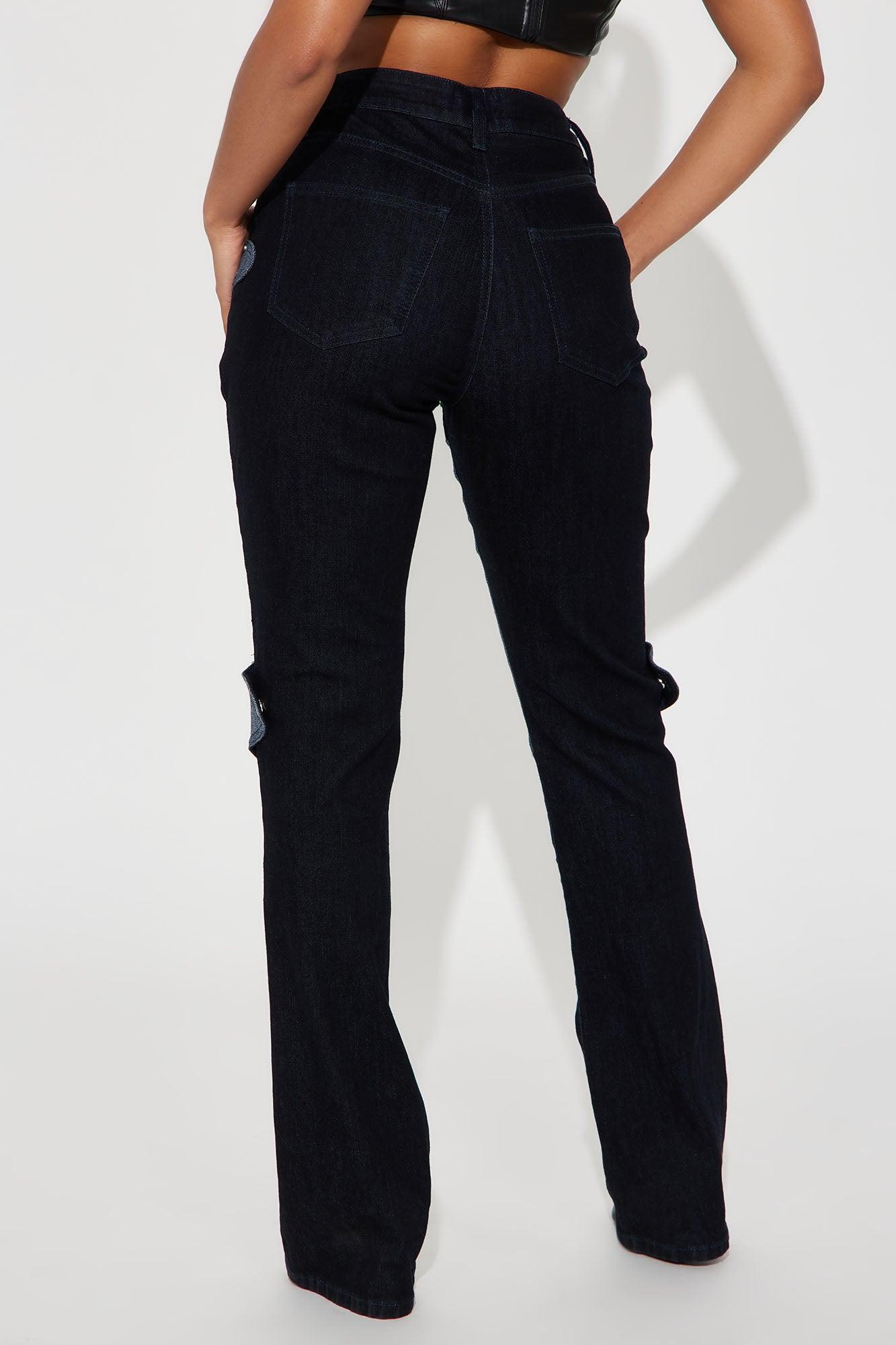 Straight Forward Stretch Moto Bootcut Jeans - Dark Wash Product Image