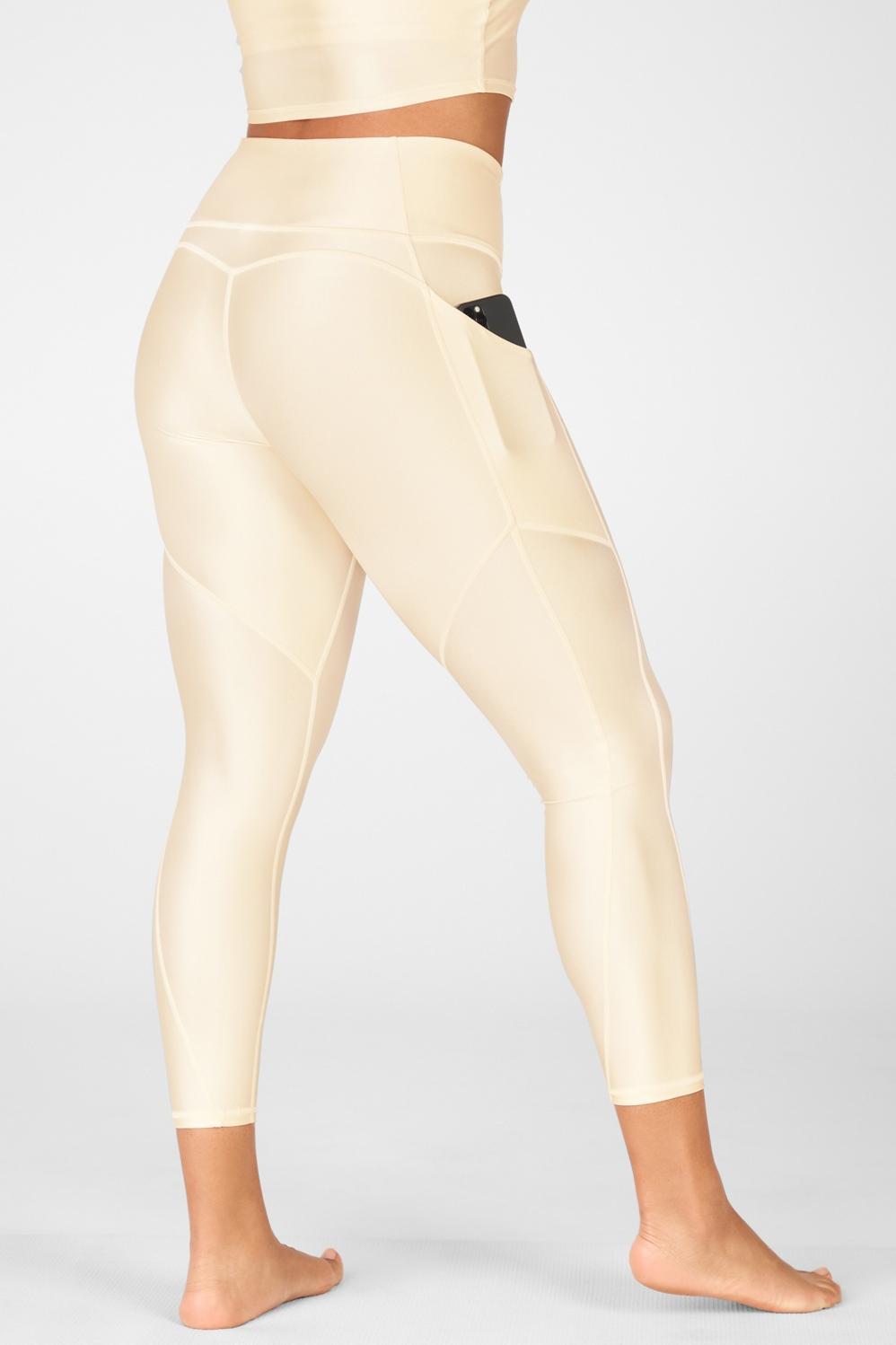 Fabletics Oasis High-Waisted Shine 7/8 Legging Womens yellow Size XXS Product Image