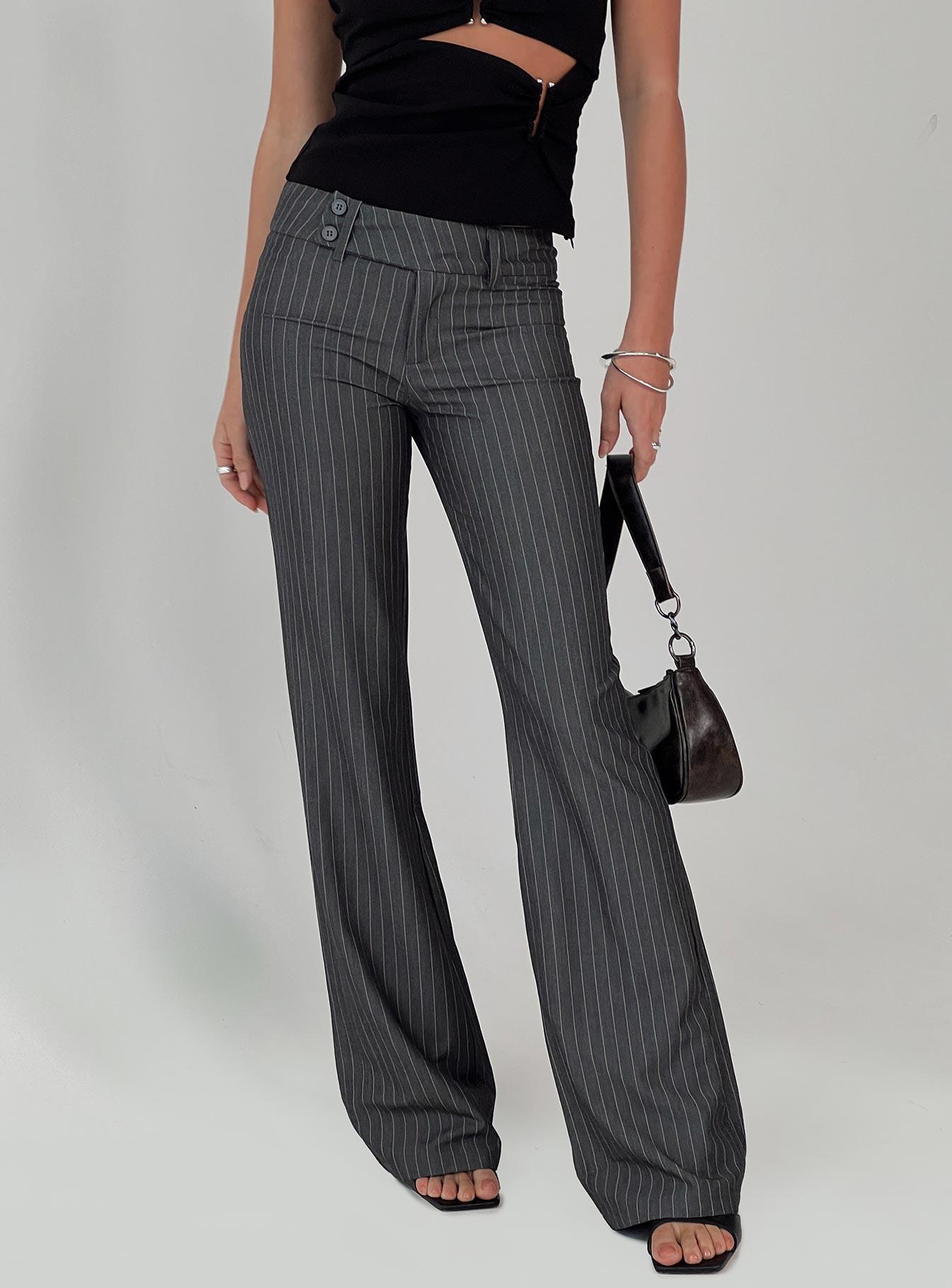 Kinkirk Flared Pants Grey Pinstripe Product Image