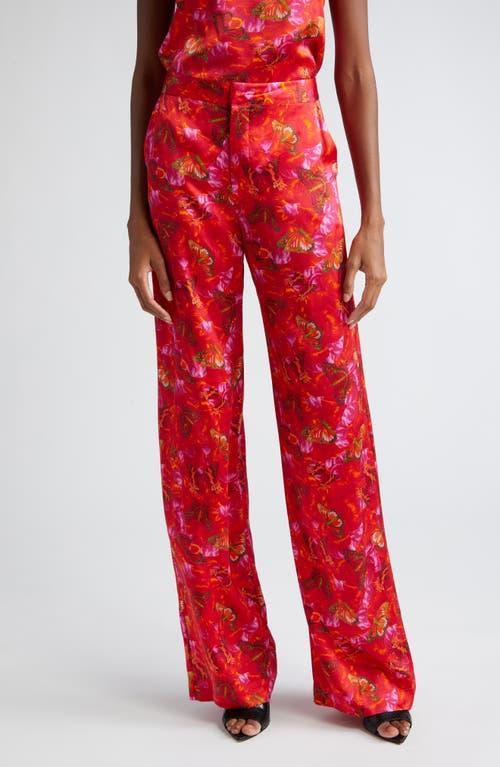 LAgence Livvy Silk Butterfly Straight Leg Pants Product Image