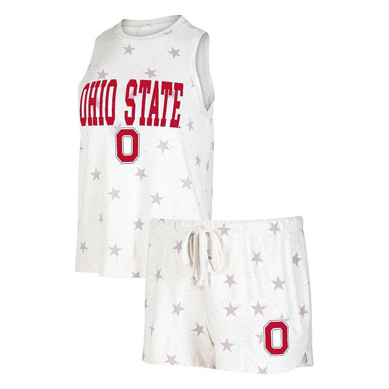 Womens Concepts Sport Cream Ohio State Buckeyes Agenda Stars Tank Top and Shorts Sleep Set Product Image