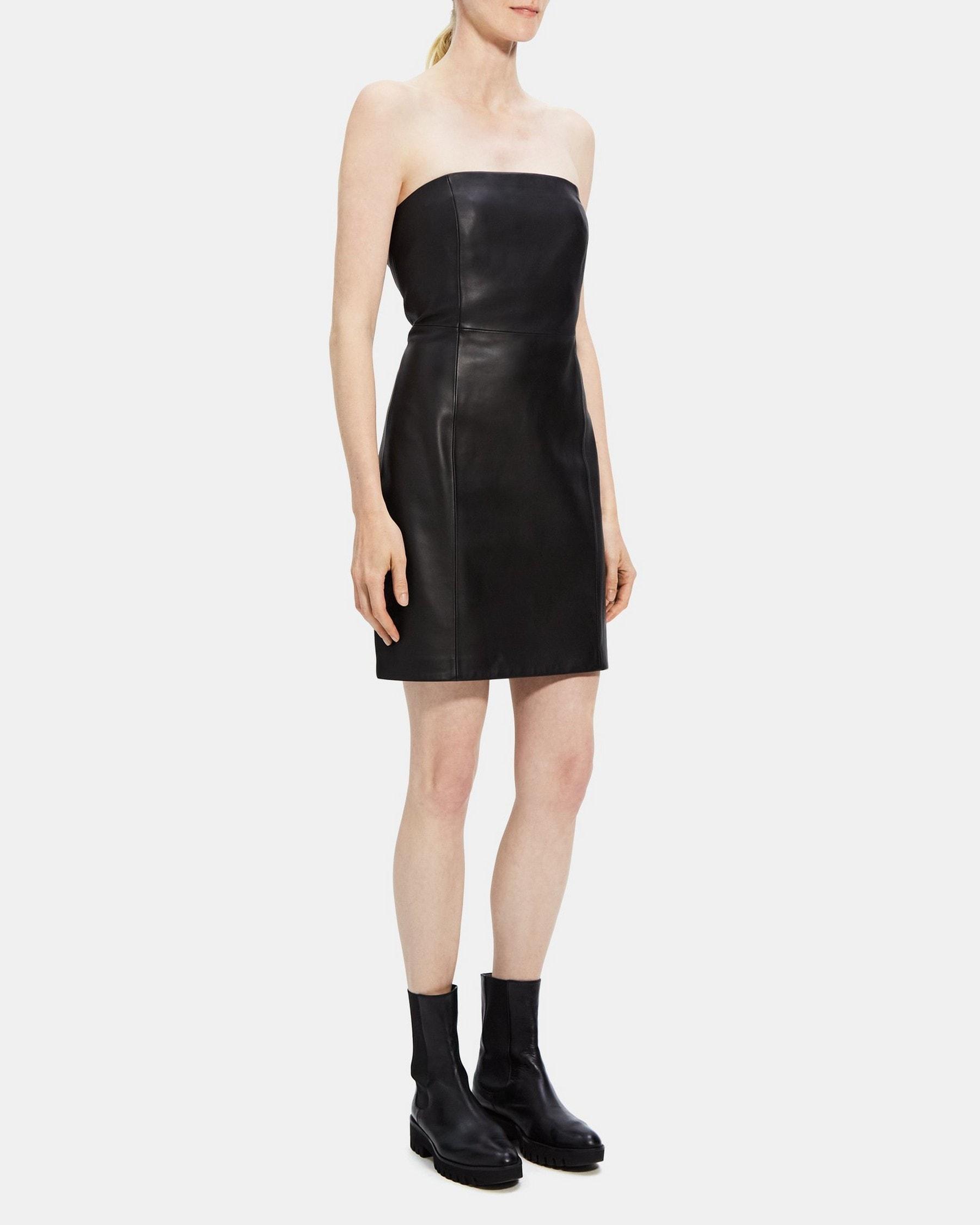 Strapless Mini Dress in Leather Product Image