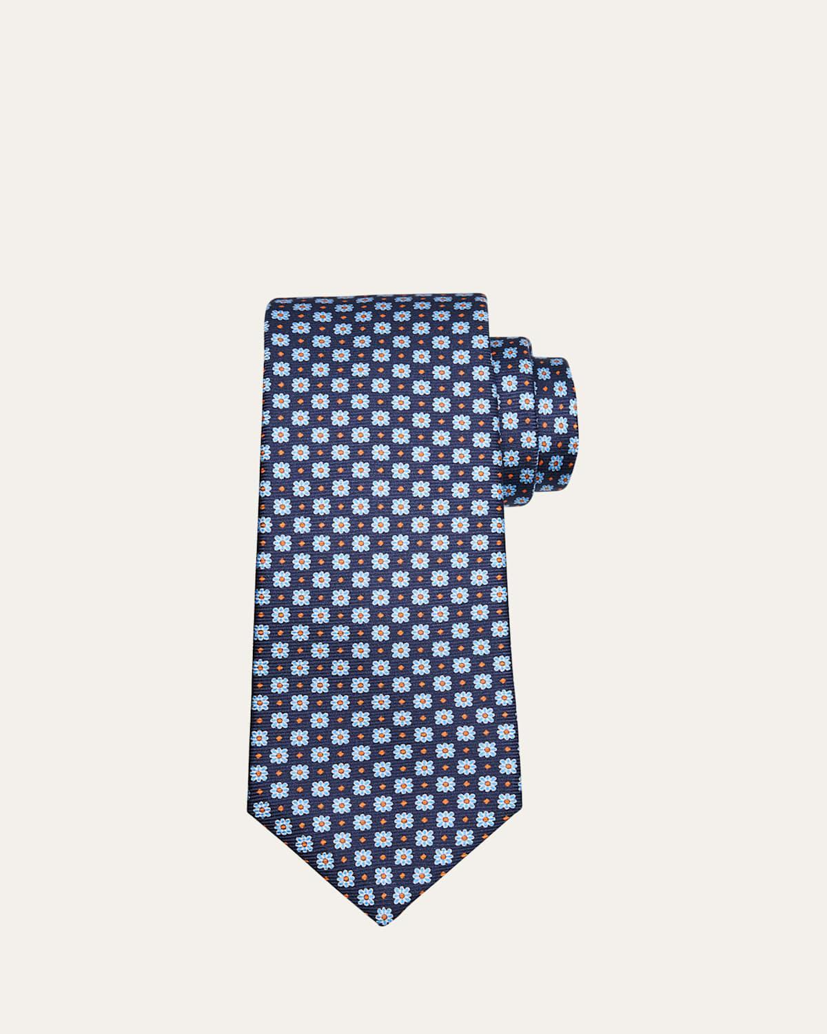 Mens 7-Fold Mini Floral Silk Tie Product Image