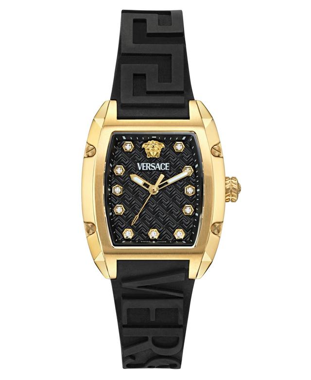 Versace Womens Swiss Diamond Accent Black Silicone Strap Watch 45x36mm Product Image