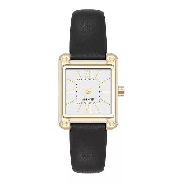 Nine West Womens Rose Gold Tone Gray Strap Watch, Black Product Image